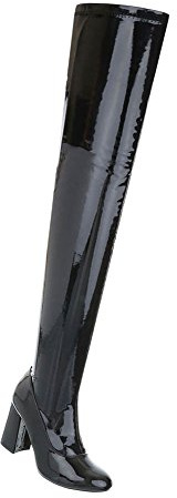 Damen Stiefel reizend | Overknees Leder-Optik | Langschaftstiefel Boots | Lack Stiefel | Langschaft Stiefel | Overknee Blockabsatz | Club Stiefel | Party Gogo Boots | Schuhcity24 | Schwarz 36
