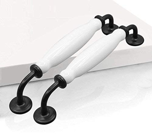 EBETA 2er Weiß Bogengriffe Schrankgriffe Schubladegriff Möbelgriffe Türknöpfe Möbelknöpfe Türgriff Keramik (Pech 160mm, 2 Stück)