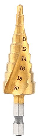 Foret Étagé en Acier à Haute Vitesse avec Revêtement Titane - Foret Fraise Meche Etage Accessoire de Forage à Tige Hexagonale - 4-20 mm