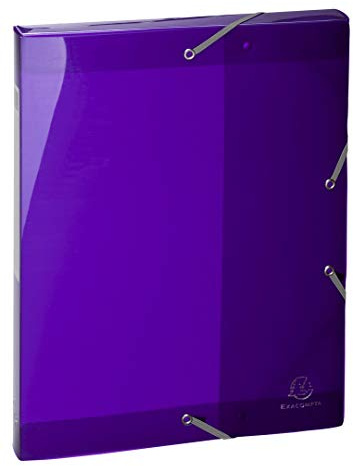 Exacompta 59676E Sammelbox Iderama mit Gummizug 25 mm breit aus Kunststoff mit Rückenschild für DIN A4 Archivbox Heftbox Dokumentenbox Zeichenbox Sammelmappe violett
