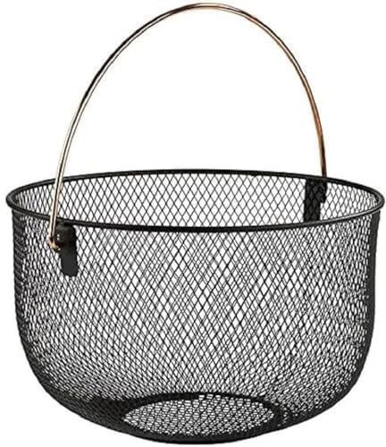 APS Brot - und Obstkorb, Metallkorb, schwarzer Korb mit Griff in Kupferoptik, Ø 30 cm, 19 cm Höhe