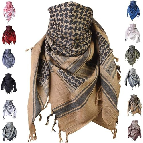 Shemagh halsduk män och kvinnor taktisk 100% bomull militär huvud hals omlott sjal motorcykel vandring paintball ansiktsmask 42 tum x 42 tum, PRÄRIEVARG, one size