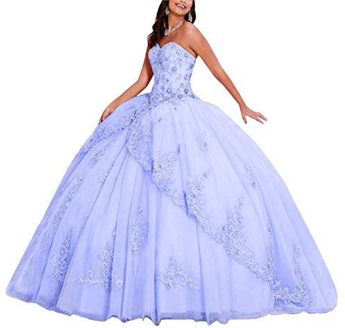 Snow Lotus Vestido de quinceañera con cuentas y cuello corazón para mujer, Lila, 38