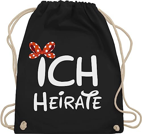 Shirtracer Turnbeutel Rucksack - JGA Junggesellenabschied Frauen - Ich heirate Schleife weiß - Unisize - Schwarz - brauttaschen bachelorette party heira beutelrucksäcke junggesellinnenabschied outfit
