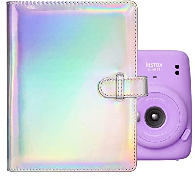 MUZIRI KINOKOO Fotoalbum mit 128 Taschen für Fuji Instax Mini EVO/Mini 12/MIni Liplay/Mini 41 Kamera Film, Mini 11/Mini 40/99/90/25/9/8/7 Album - 3 Zoll Film Fotobuch - Bunt Grau