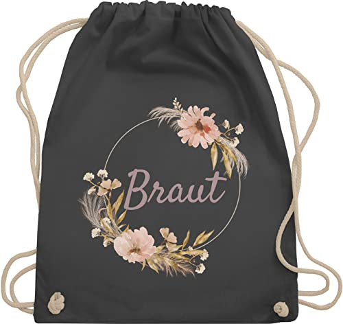 Shirtracer Turnbeutel Rucksack - JGA Junggesellenabschied Frauen - Braut Bride - Unisize - Dunkelgrau - brautbeutel brauttaschen bachelorette party blumen stoffbeutel brauttasche