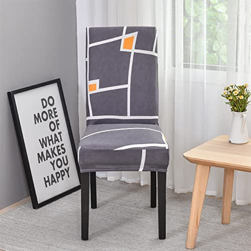 Stuhlhussen Weiß Orange Stuhlhussen Schwingstühle Stretch Weiche Elasthan Stuhlhussen 4er Set Waschbar Stuhlbezug Abnehmbare Hussen für Stühle Langlebig Universal Stuhlhusse
