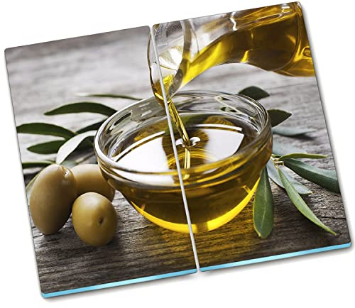 Decormat planches à découper couvercle de poêle de protection de la carte de protection de la planche de protection de la protection des éclaboussures en verre durci 2x30x52 cm - huile d'olive