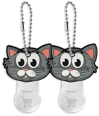 TRIGGI® Cap - 2er SET - KATZE (Cat) Einkaufswagenlöser, Einkaufschip zum abziehen; Schlüsselanhänger, Einkaufswagenauslöser