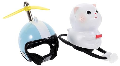 BESPORTBLE Katze Mit Propellerhelm Kunstharz Spielzeug Fahrraddekor Autoornamente Motorradzubehör Druckentlastung Katzenspielzeug