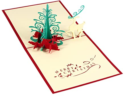 LALAFINA Weihnachtskarten Mit Pop-up-effekt Grußkarten Für Frohe Weihnachten Mit Umschlag Weihnachtsgrußkarten Aus Handgefertigtem Papier