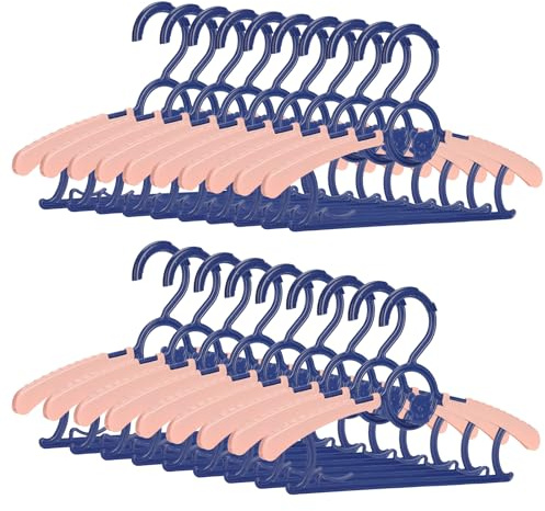 Generic 20-Pack Adjustable Hangers for Baby, Kids, and Children - Non-Slip, Wind-Lock Buckle, Space-Saving, Multi-Functional Hangers (Dark Blue)