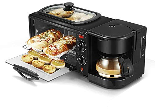 Máquina de aperitivos 3 en 1, máquina de desayuno eléctrica 3 en 1, cafetera multifunción, estufa, Mini horno para el hogar, horno para pan y Pizza