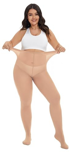 CozyWow Damen Strumpfhose Elastisch Semi-Blickdicht Strumpfhosen Plus Größen XL-4XL