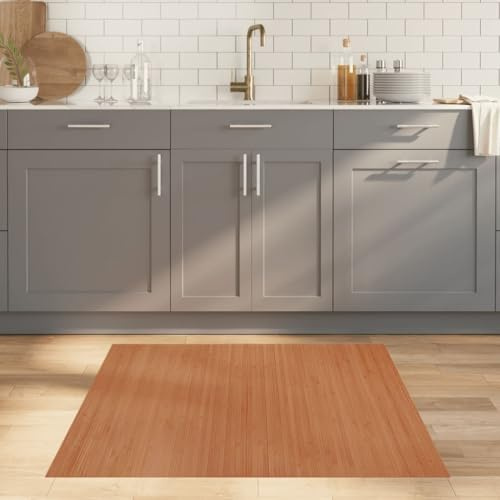Homgoday Teppich, Bambusteppich Bambusmatte rutschfest Küchenteppich Flurteppich, Modern, Bambus-Teppich für Wohnzimmer, Küche, Flur Rechteckig Natur 100x100 cm Bambus