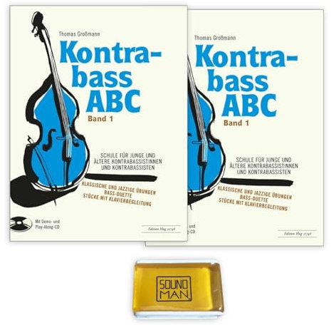 2 x Kontrabass ABC 1: (Doppelpack) von Thomas Großmann - Band 1 - ISBN 9783905847574 + Soundman Kolophonium (2er Pack)