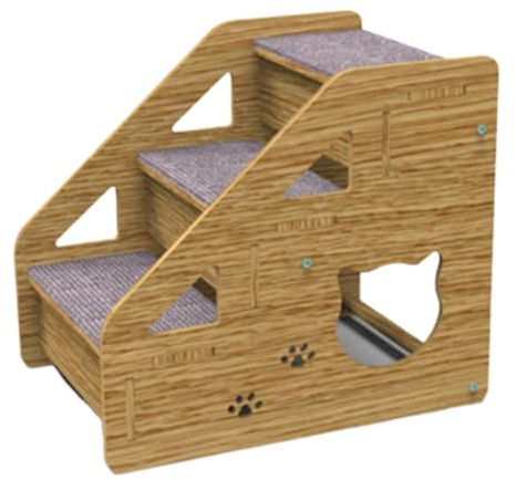 Hunderampe für Bett – 3 Ebenen Haustiertreppe & Rampe für mittelgroße/kleine Hunde, alte Katzen | rutschfeste Haustiertreppe Hunde/Katzenleiter für Betten