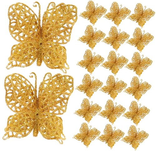 Cabilock Stücke Weihnachten Baum Dekorationen Glitter Schmetterling Ornamente Festliche Weihnachten Lieferungen für Party