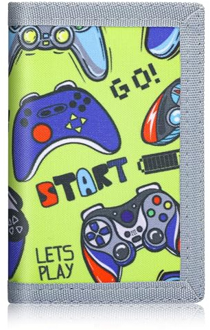 ZHONYEE Portefeuilles cool pour adolescents garçons et filles avec fermeture éclair poche pour pièces de monnaie, fente pour cartes, toile RFID à trois volets, autocollant magique pour l'extérieur de