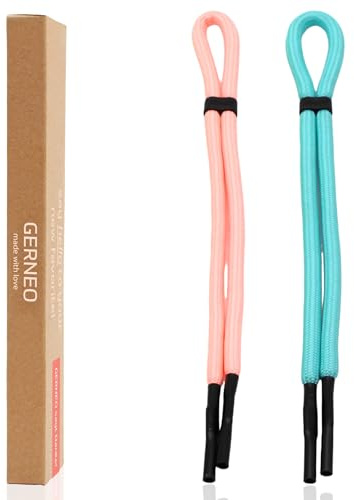 GERNEO® – ORIGINAL – schwimmfähiges Sport Brillenband Neopren – leuchtet im Dunkeln – verstellbar mit Kabelzug – wasserfestes Sportbrillenband & fester Halt für Wassersport (Rosa & Hellblau)