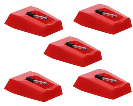 TOYANDONA 5 Stück Plattenspieler Nadeln Roter Aluminium Stift Ersatz für Nadel Klarer Glatter Klang Passend für Plattenspieler | Präziser Kopf, ohne Werkzeug Montierbar, für Tonabnehmernadel und Eingabestift