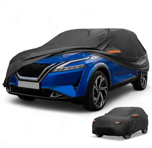 Partuto Copertura Auto Impermeabile per Tutti i Climi Protezione Solare Antipioggia Esterna Completa per Nissan Qashqai 190T-PU Nero con Zip