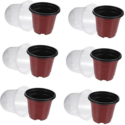 Happyyami 10sätze Teiliges Anzuchtbecher Mit Feuchtigkeitskuppel Transparente Pflanztöpfe Für Garten Und Pflanzenpflege Für Sukkulenten Und Blumen Mit Drainagelöchern Optimalen