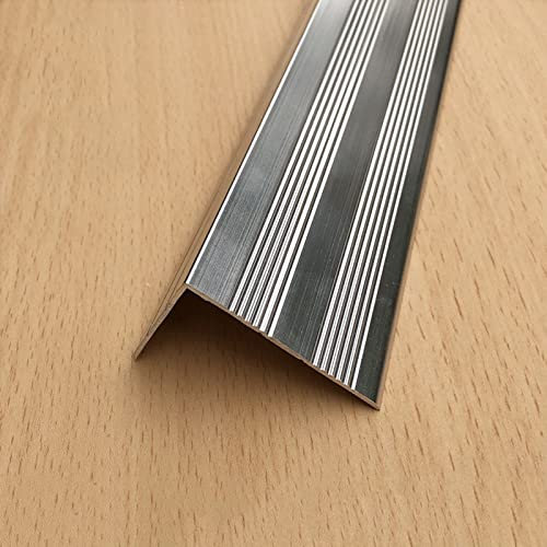 SnamicE Stair Edge Protectors for Wood Stairs, Step Guard Molding Strips for Vinyl Flooring Laminate Board, L Shape Non-Slip Staircase Lip Cover Metal Waterproof,B-5x3 cm - L 150cm/59in