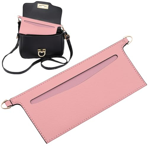CREATCABIN Organizador de Monedero Rosa, Inserto de Conversión, Inserto de Billetera Rectangular de Tela de Microfibra, Insertos Organizadores para Bolso Interior con Anillos En D de Aleación, Kit de