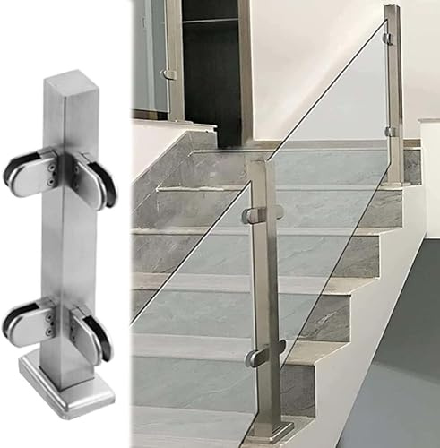Garde-corps en verre en acier inoxydable pour plateformes d'escalier, facile à installer, balcons et terrasses personnalisables, poteau central de 85,1 cm et solution de sécurité élégante