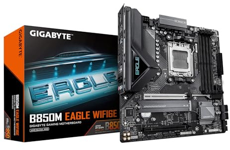 GIGABYTE B850M EAGLE WIFI6E Scheda Madre - CPU AMD Ryzen Serie 9000, VRM digitale 8+2+2 fasi, fino a 8200MHz DDR5 (OC), 1xPCIe 5.0 + 1xPCIe 4.0 M.2, Wi-Fi 6E, LAN 2.5GbE, USB 3.2 Gen 2