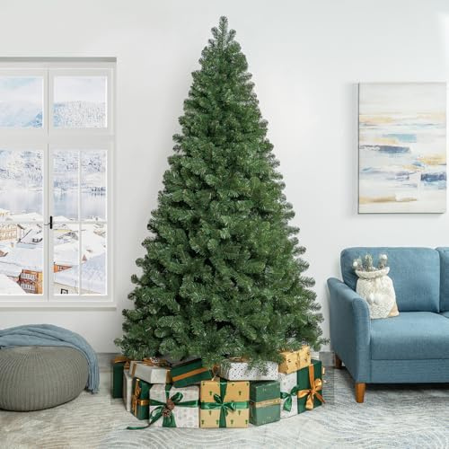 7.5 ft Full Body Unlit Artificial Christmas Tree, Realistic Dense Pine with 1,346 Branch Tips, Hinged Easy Assembly & Stable Base, Perfect for Holiday Ornaments