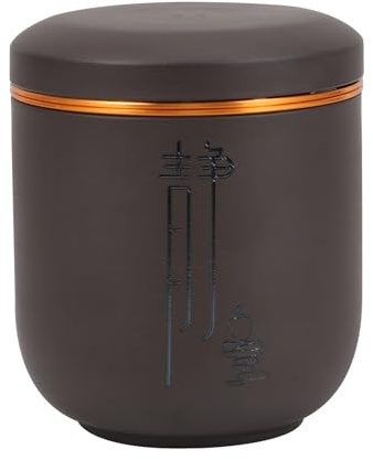 COOPHYA Portable Black Ceramic Tea Caddy Airtight Storage Jar for Loose Tea Kitchen Canister with Sealed Cover Moisture Food Grade Safe Container