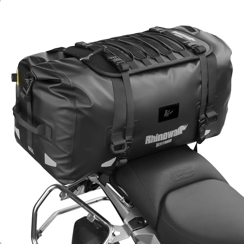 abamita Motorrad Hecktasche Wasserdicht 20L/40L/65L, Rolltop Heck Sitz Dry Bag, Motorrad Reisetasche Duffel für Touring & täglichen Gebrauch (65L)