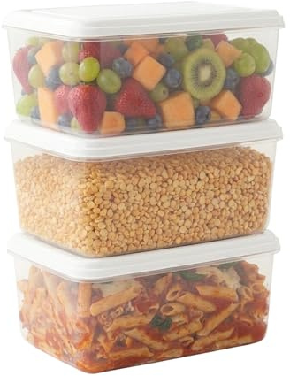 STL Food Storage Containers with Lids, 10L Clear Stackable Food Storage Boxes, BPA-Free Plastic Food Containers, Microwave and Dishwasher Safe, Kitchen & Lunch Containers (Pack Of 3)
