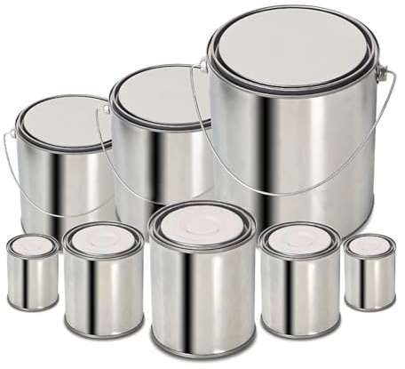 Pots de Peinture Vides en Métal avec Anse, 0,2–5 L, Boîtes Réutilisables pour Peinture/Vernis/Solvants, Boîtes d’Échantillonnage Chimie/Bitume, DIY(3L with Handle)