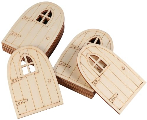 HOLIDYOYO Puerta Ratoncito Perez Madera 20piezas en Miniatura para Decoración en Miniatura de Jardín con Acabado en Madera y Diseño de 3mm de Grosor