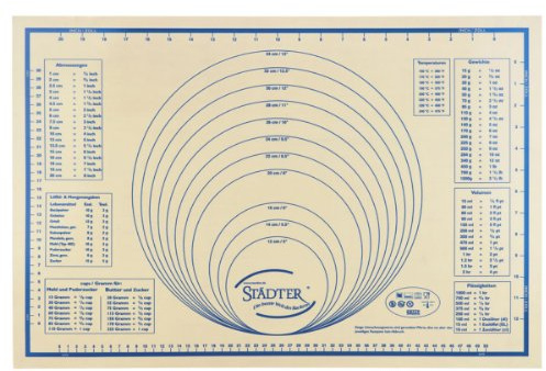 Städter Silikon Backmatte Maxi 60x40 cm - Rutschfeste Backunterlage | BPA-freie Teigmatte mit Maßeinteilung, Antihaft-Effekt und Hitzebeständigkeit bis 230 °C, ideal für Teig und Fondant