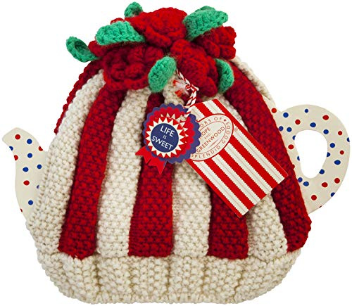 Tea Cosy / Kannenwärmer, gestrickt, mit Rosen