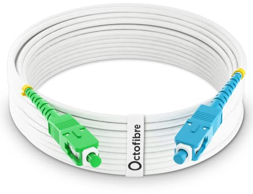 Octofibre - Câble Fibre Optique Freebox - 10m - Renforcé avec Blindage Kevlar - Rallonge/Jarretière Fibre Optique - SC APC vers SC UPC - Garantie 10 Ans