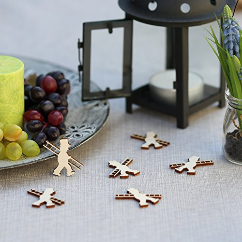 Bütic GmbH Sperrholz Glücks-Streudeko, Wurfdeko, Tischdeko-Sets - Motiv- und Mengenauswahl, Pack mit:100 Stück, StreuDeko:Schornsteinfeger 1.5cm