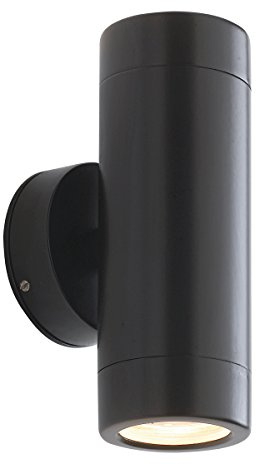 Odyssey Satin Black Exterior Interior Up/Down GU10 Wall Light Spotlight Downlight Uplight IP65