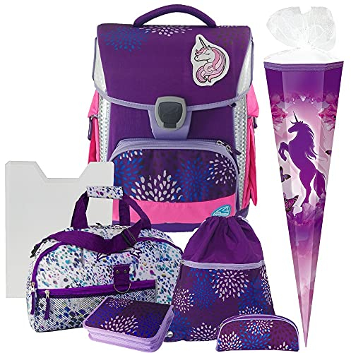 Einhorn - Sprinkle - Schneiders LED-TOOLBAG Plus mit LED-LEUCHTSYSTEM - 78333-074 - Schul-Ranzen-Set 7teilig mit Schulsporttasche und Schultüte - HEFTBOX GRATIS!