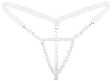 inhzoy kvinnor sexiga stringtrosor micro-trosor tanga stringtrosa med dubbelradiga pärlor T-back pärlstring erotiska underkläder trosor, one size
