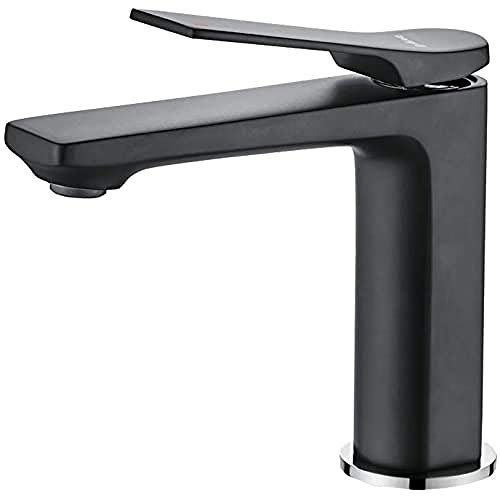 Ibergrif M11004B Praga, Miscelatore Lavabo, Rubinetto Monocomando per Bagno, Nero