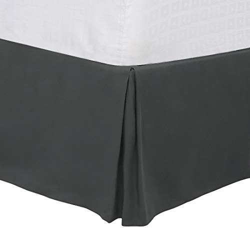 PiccoCasa Cache-sommier plissé pour lit simple, cadre de lit et housse de sommier tapissier – Cache-sommier sur mesure de 40,6 cm, infroissable et résistant à la décoloration, facile à caler, gris