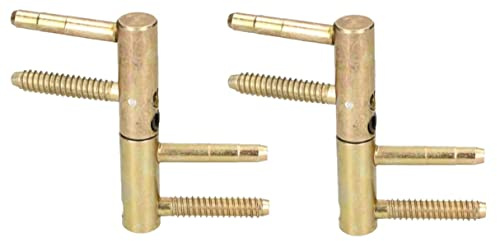 KOTARBAU® 2er Set Einbohrband 14 mm Messing Universal Türscharnier Haustürband Robust Zargenband Futtertüre Hohe Tragkraft Zylinderkopf Verstellbar