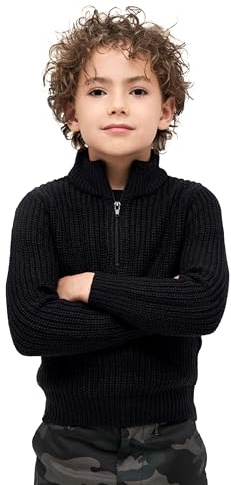 Brandit Kids Marine Pullover Troyer, Color: Black, Size: 158/164