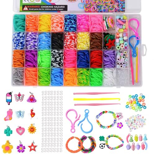 ROYWOO Gummibänder für Armband, Premium Gummibänder für Armbänder Herstellung Kit DIY, Band Armband Mega Nachfüllset Mädchen Geschenk, Bunte Schmuckherstellung Kit, Gummibänder Nachfüllset