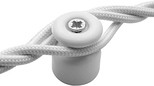 Amarcords - Fermacavo con viti e tasselli. 10 isolatori vintage in porcellana colorati per installazioni di cavi treccia a parete colore BIANCO